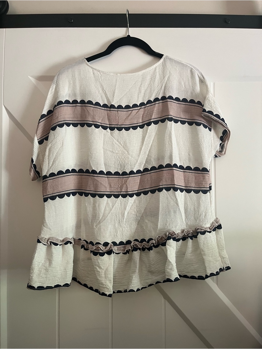 Striped Peplum Ruffle Top - Picture 2 of 2